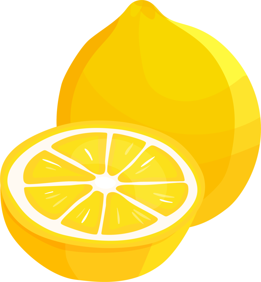 Yellow lemon with half. png