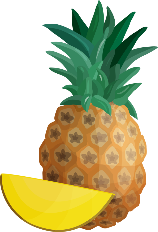 Ripe pineapple with half. png