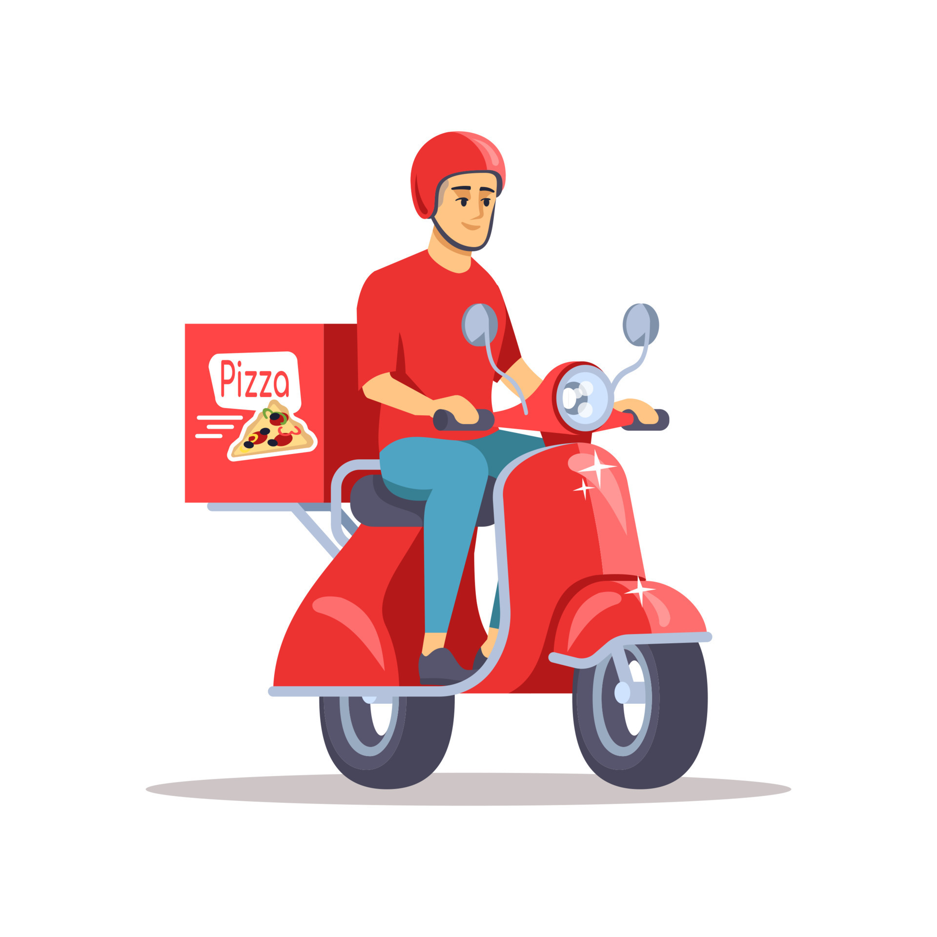 Pizza delivery flat vector illustration. Male courier on scooter delivering meal, fresh snack isolated cartoon character on white background. Odd job, part-time occupation idea for students 9344170 Vector Art at Vecteezy Pizza delivery flat vector illustration. Male courier on scooter delivering meal, fresh snack isolated cartoon character on white background. Odd job, part-time occupation idea for students 9344170 Vector Art at Vecteezy