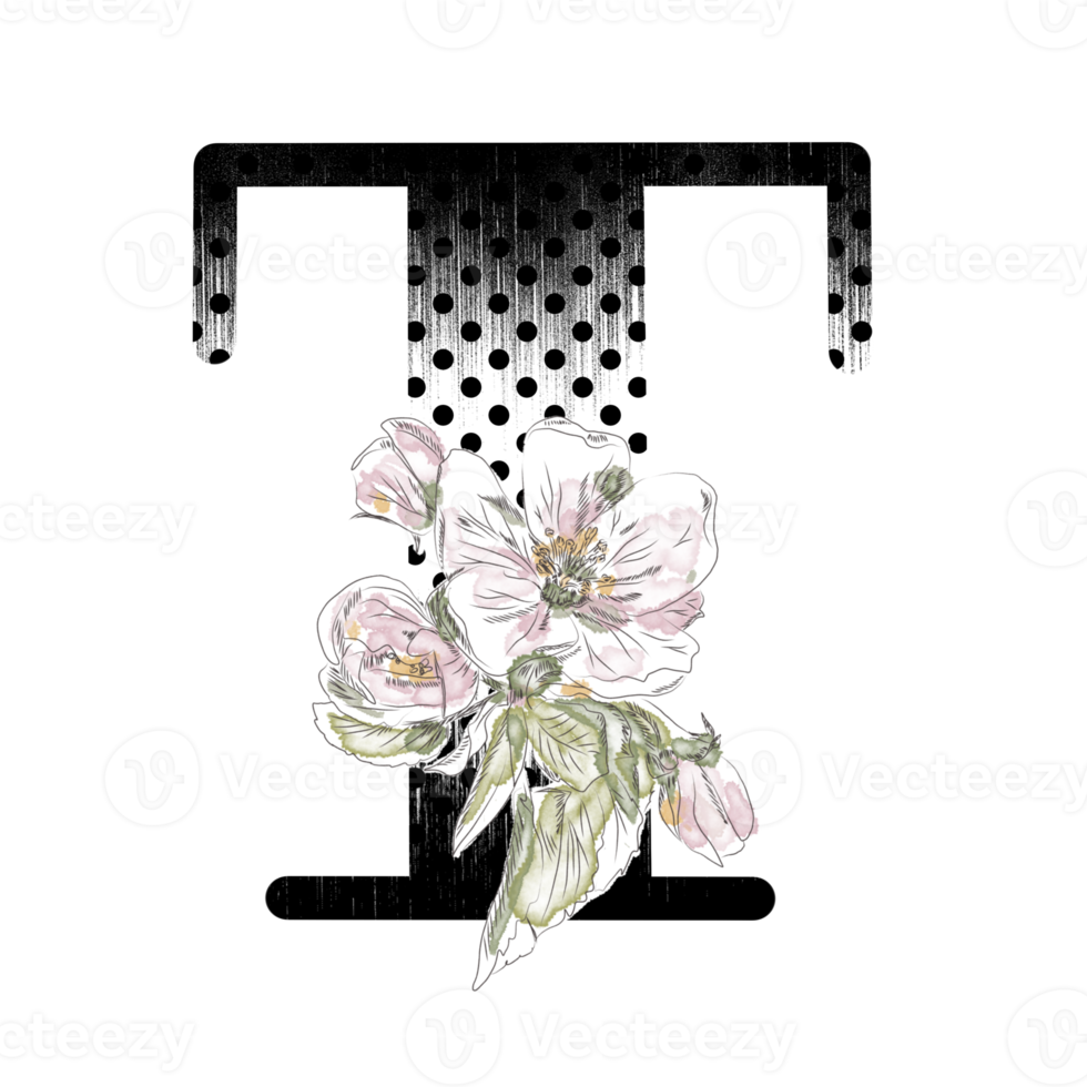 illustration de lettres décorées d'un bouquet de pivoines png