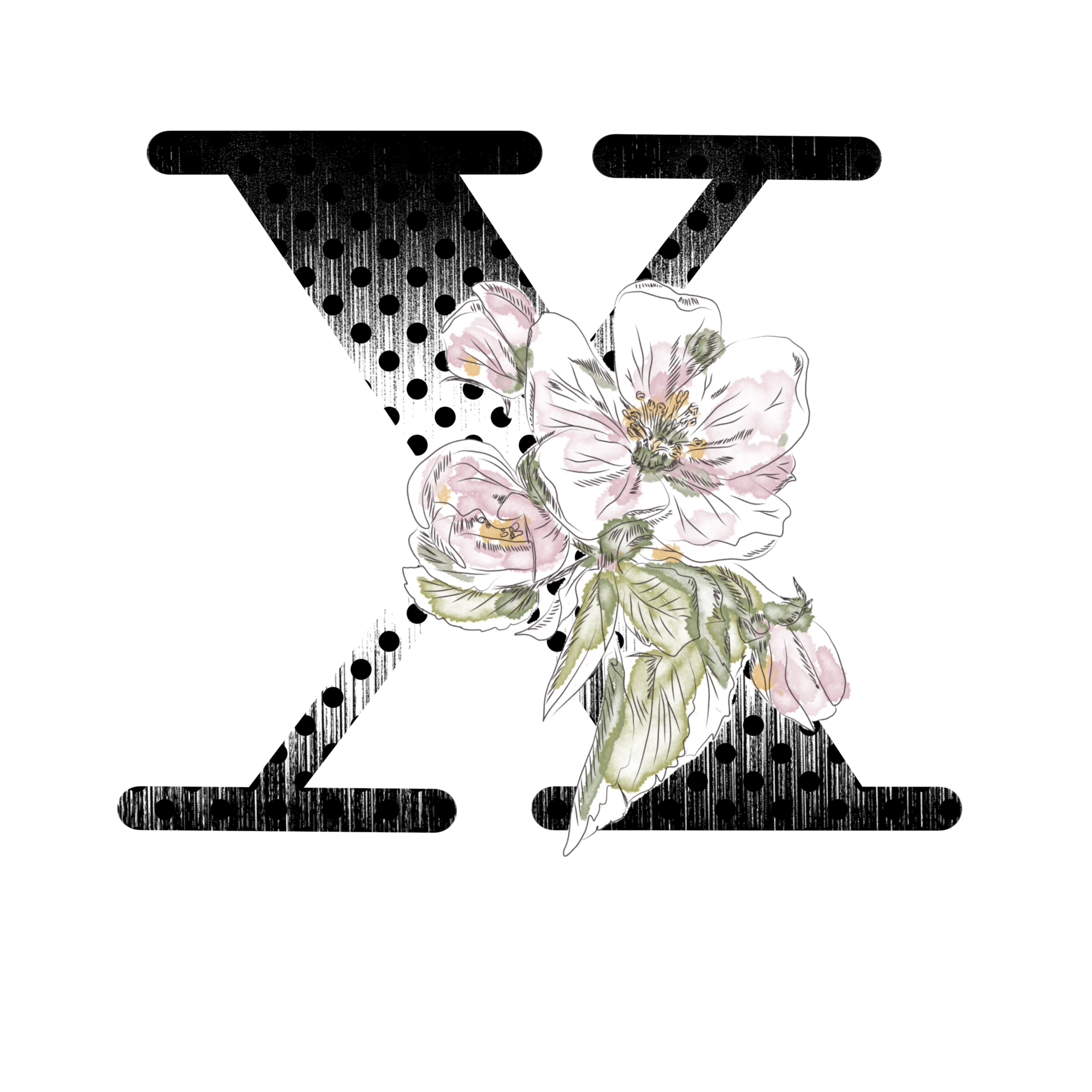 Illustration of letters decorated with a bouquet of peonies 9344310 PNG