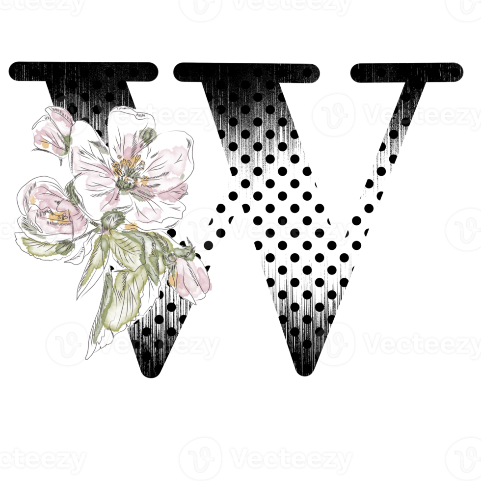 illustration de lettres décorées d'un bouquet de pivoines png