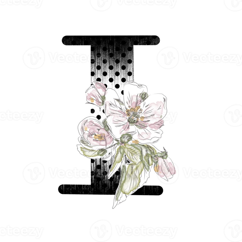 Illustration of letters decorated with a bouquet of peonies png