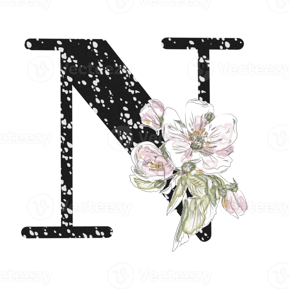 Illustration of letters decorated with a bouquet of peonies png