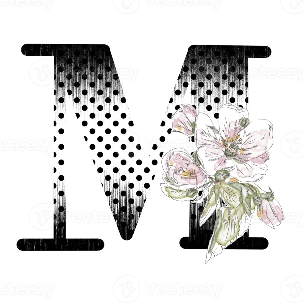 Illustration of letters decorated with a bouquet of peonies png