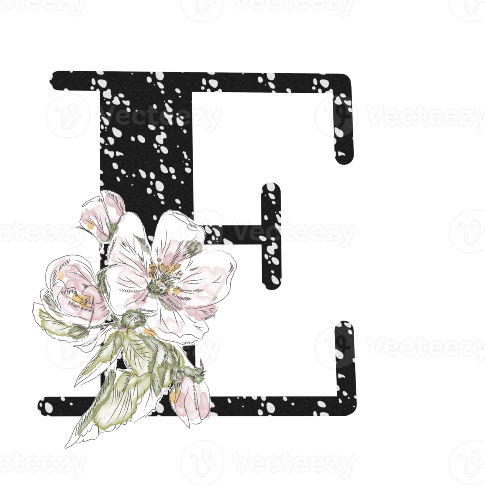 illustration de lettres décorées d'un bouquet de pivoines png