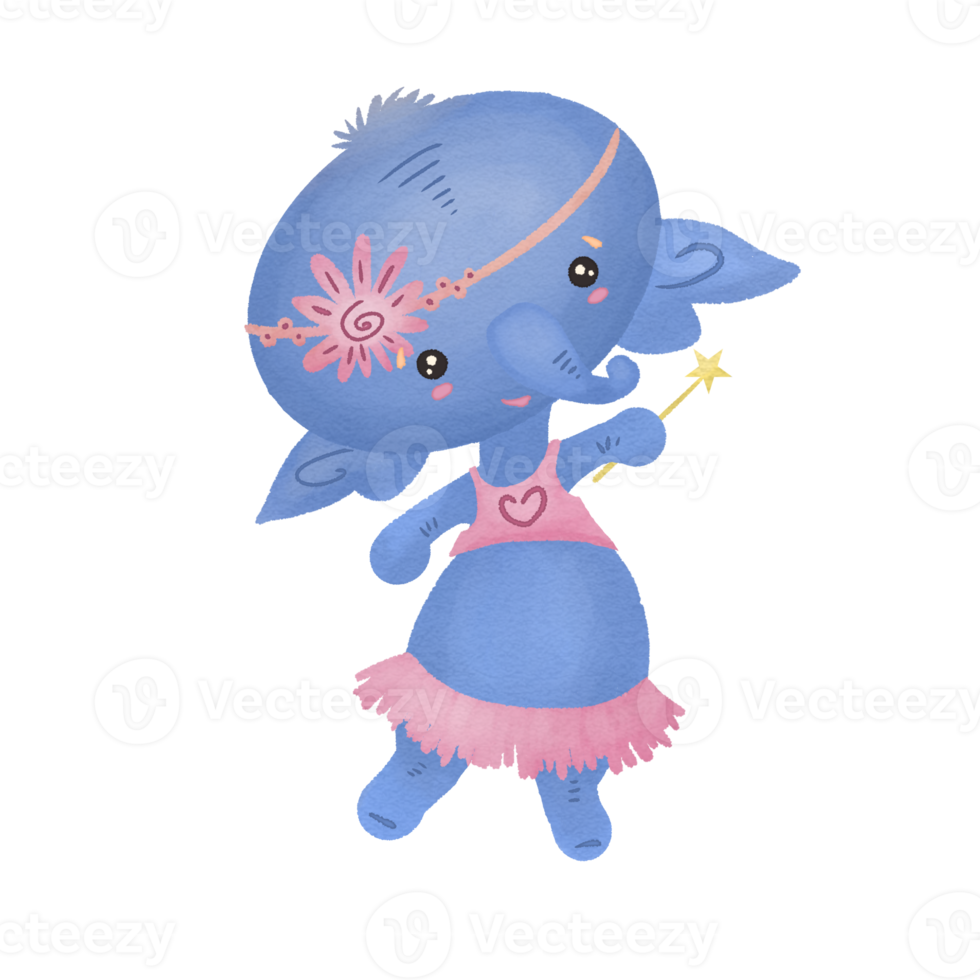 tecknad stil dansande baby elefant illustration png