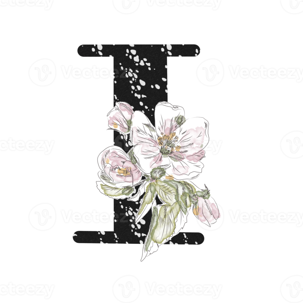 Illustration of letters decorated with a bouquet of peonies png