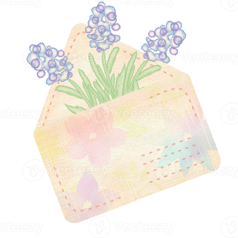 Watercolor style decorative mail envelope illustration 9344377 PNG