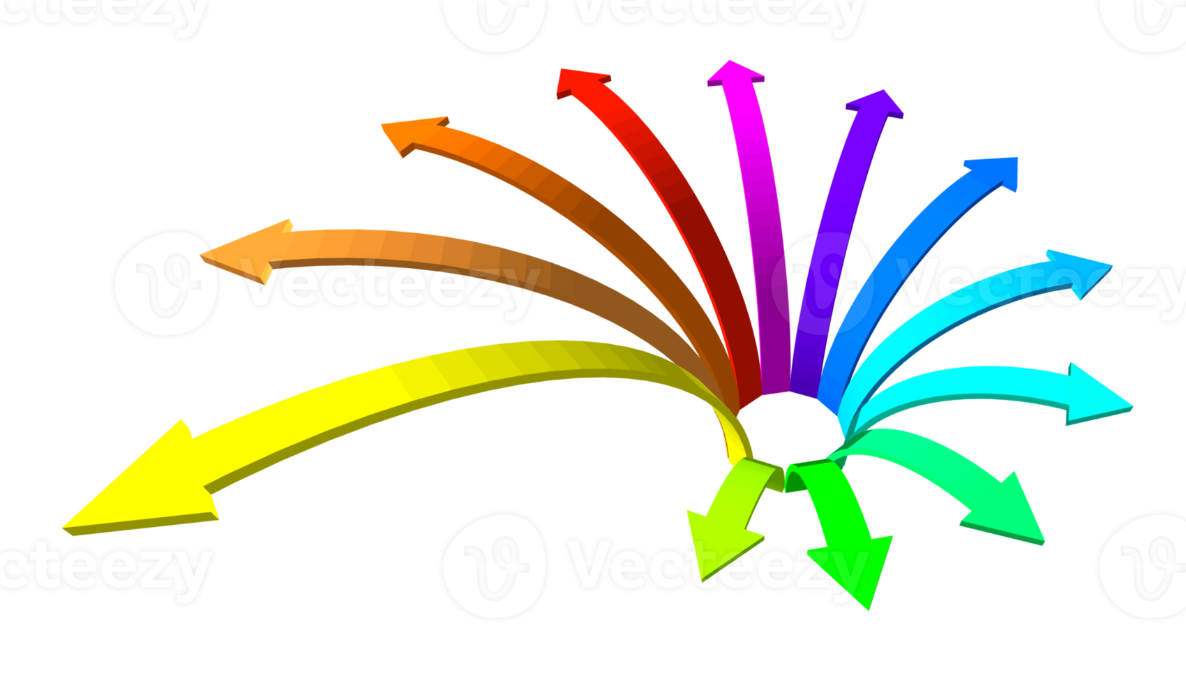 The 3 curved arrow which have spectrum color png