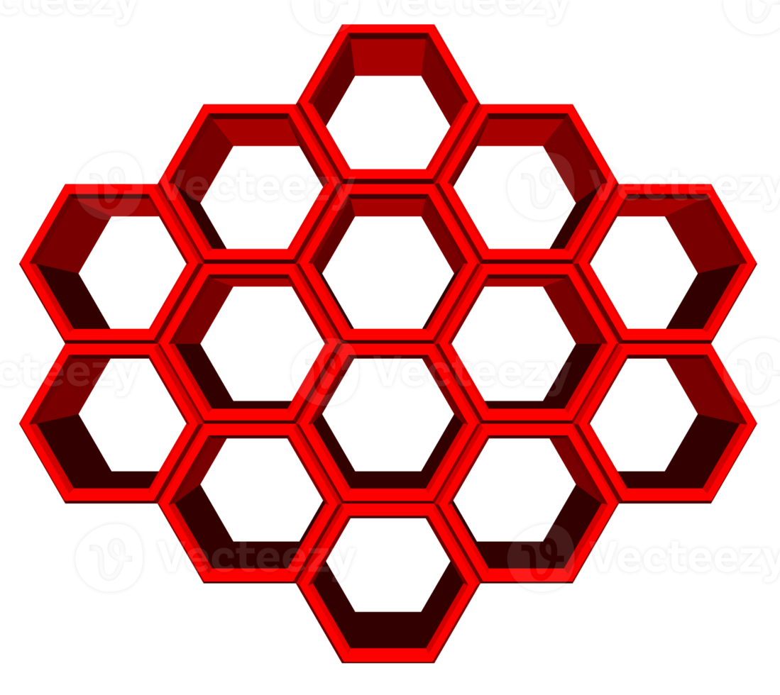 Bloco hexágono 3ds alinhado a muitas formas, bloco em branco para adicionar seu texto ou texto png