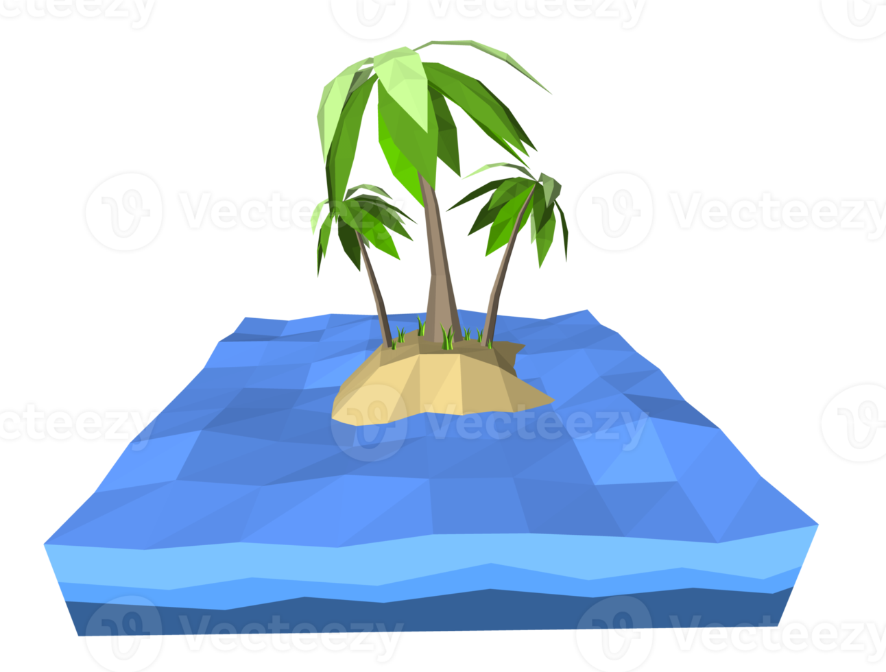 3Ds low polygon palm tree on lonely island in the ocean png