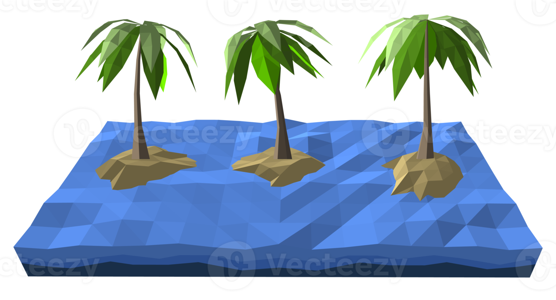 3Ds low polygon palm tree on lonely island in the ocean png