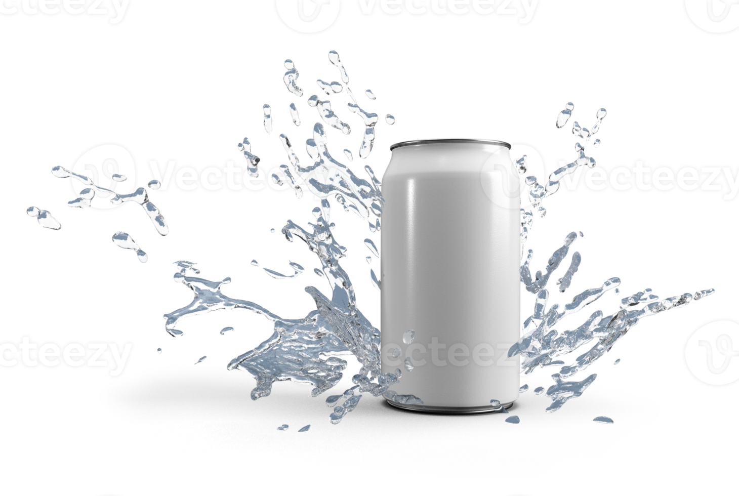 3d rendering image of white can and water splash png