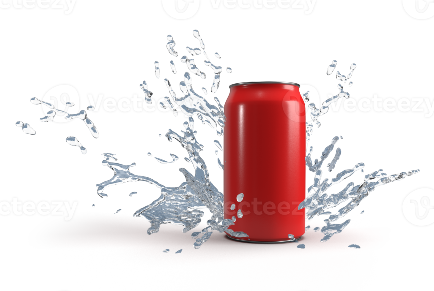 3d rendering image of white can and water splash png