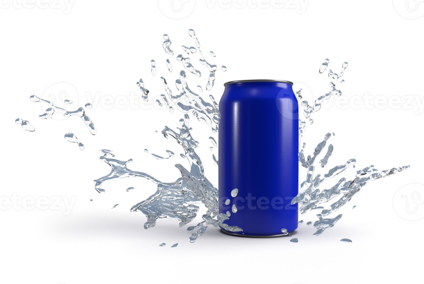 Imagem de renderização 3D de lata branca e respingos de água png