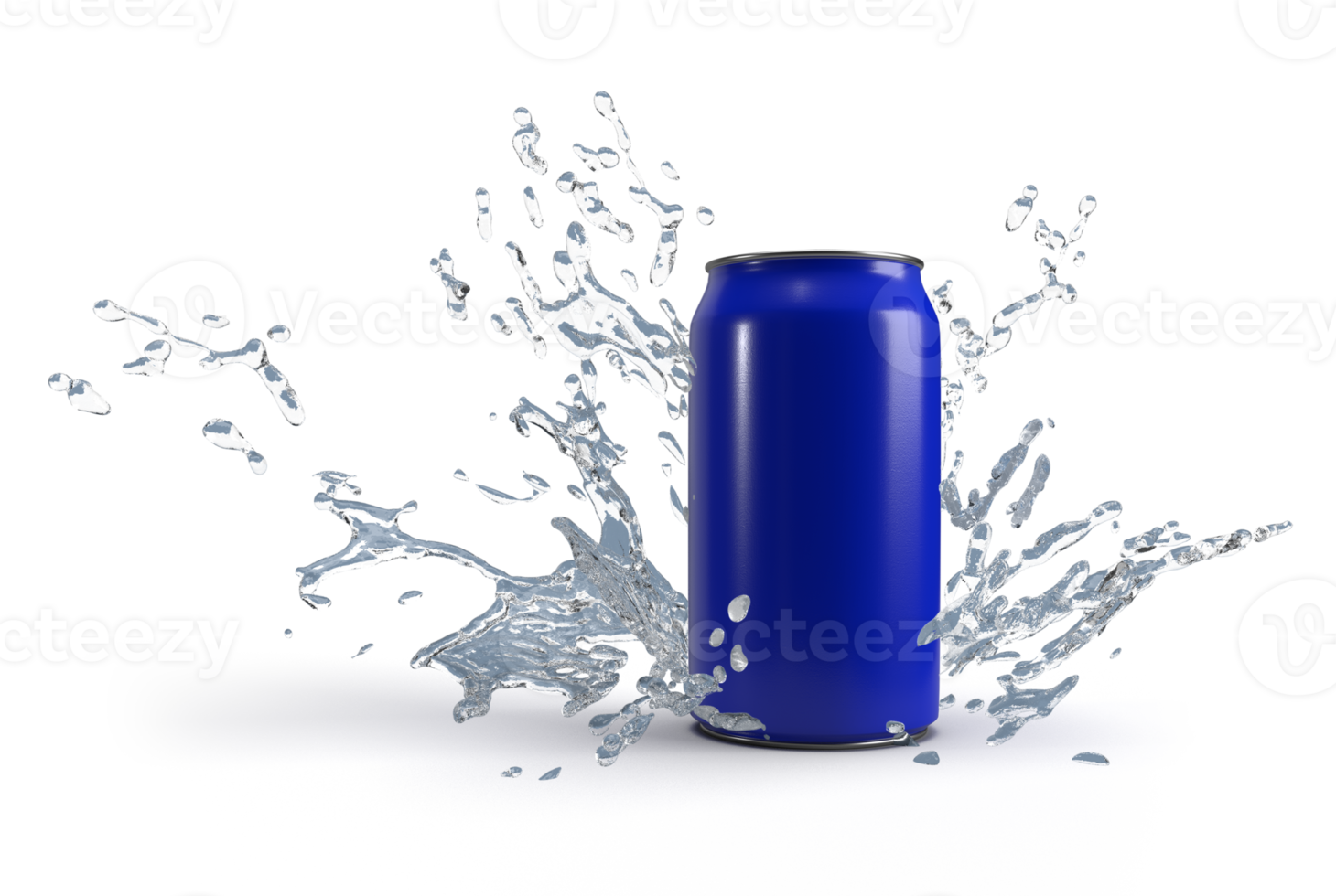 3d rendering image of white can and water splash png