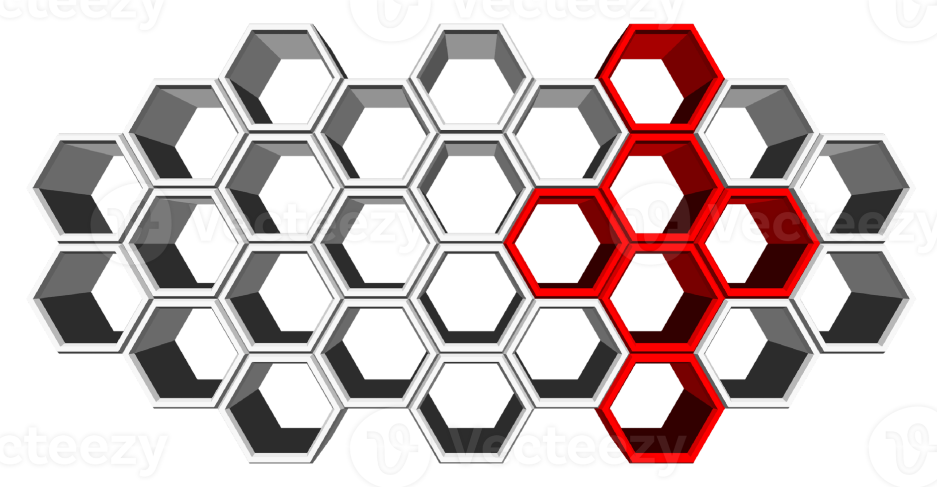 3Ds hexagon block align to many shape, Blank block for add your text or wording png