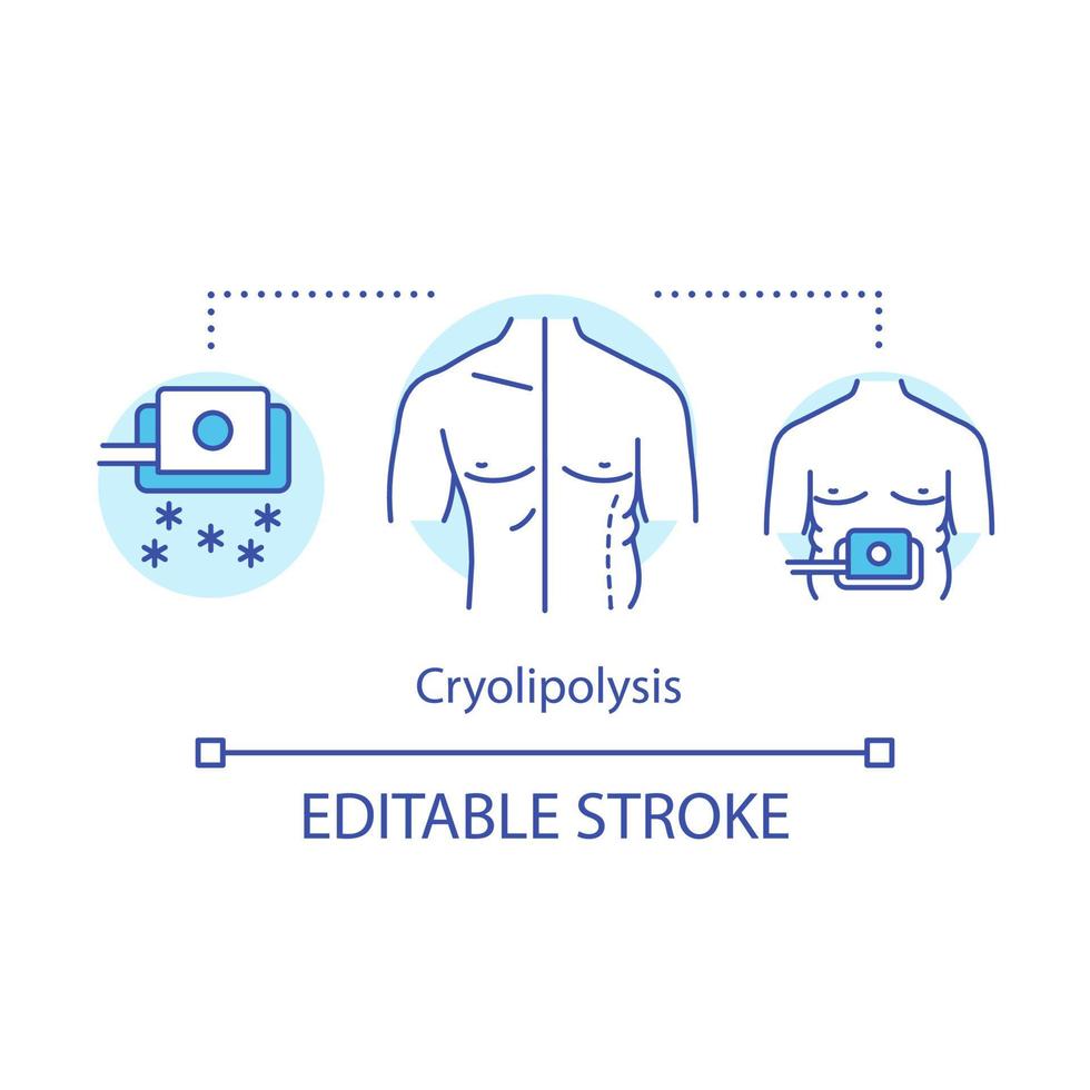 Cryolipolysis concept icon. Fat freezing idea thin line illustration. Non-invasive body fat cooling. Dermatologic surgery. Vector isolated outline drawing. Editable stroke