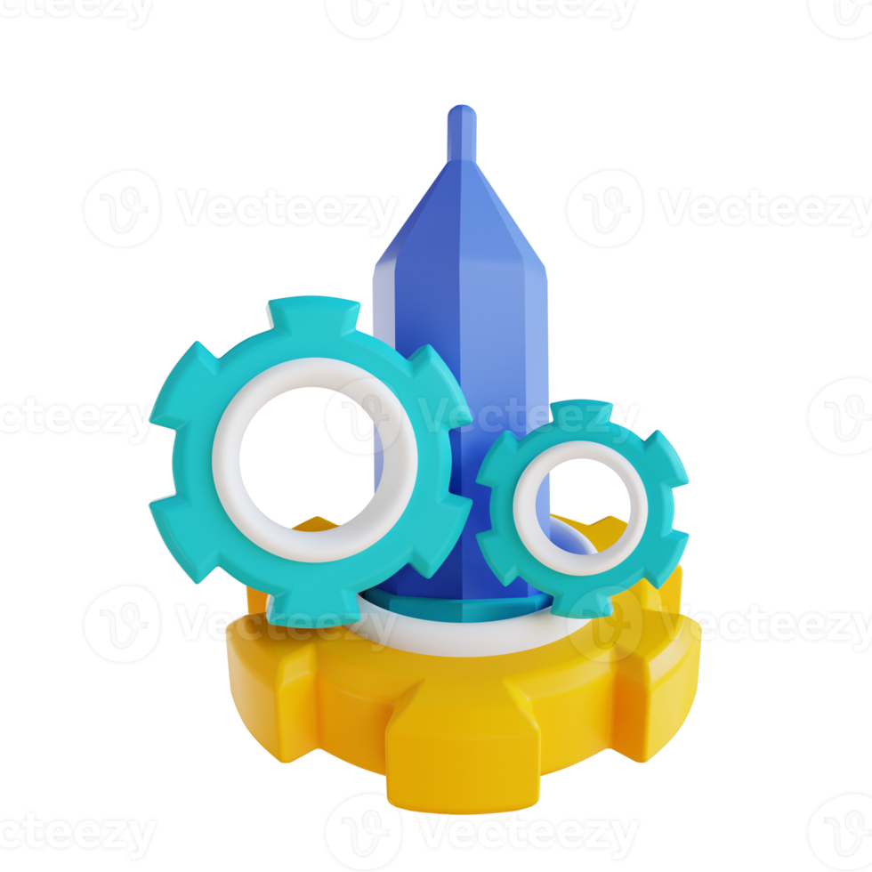 3D illustration pencil and gear png