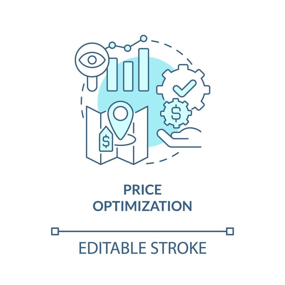 Price optimization turquoise concept icon. Property management in hotels abstract idea thin line illustration. Isolated outline drawing. Editable stroke vector