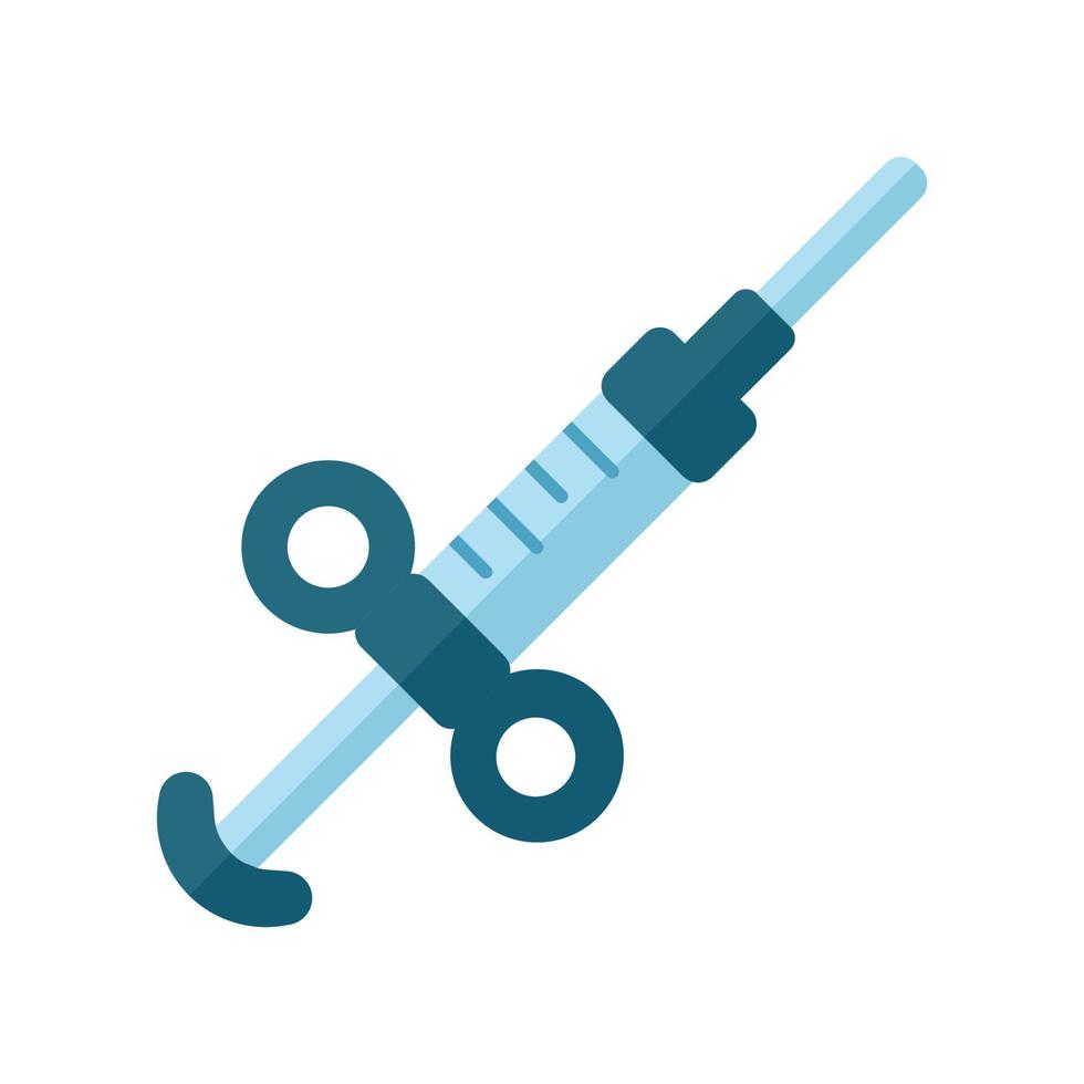 Adrenaline syringe flat design long shadow color icon. Game treatment, cure. Medical aid, injection for player. Game equipment, inventory. Drugs, insulin, immunization. Vector silhouette illustration