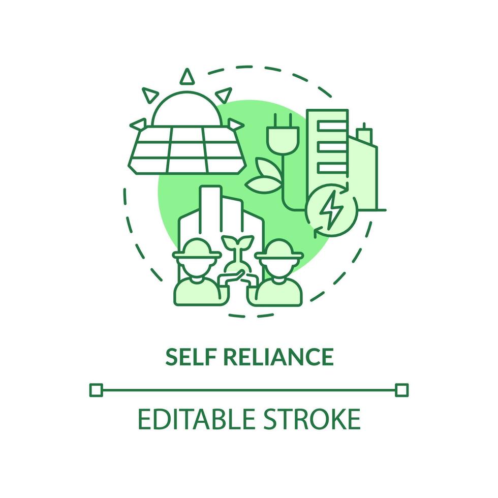Self reliance green concept icon. Green technology. Sustainable city design abstract idea thin line illustration. Isolated outline drawing. Editable stroke vector