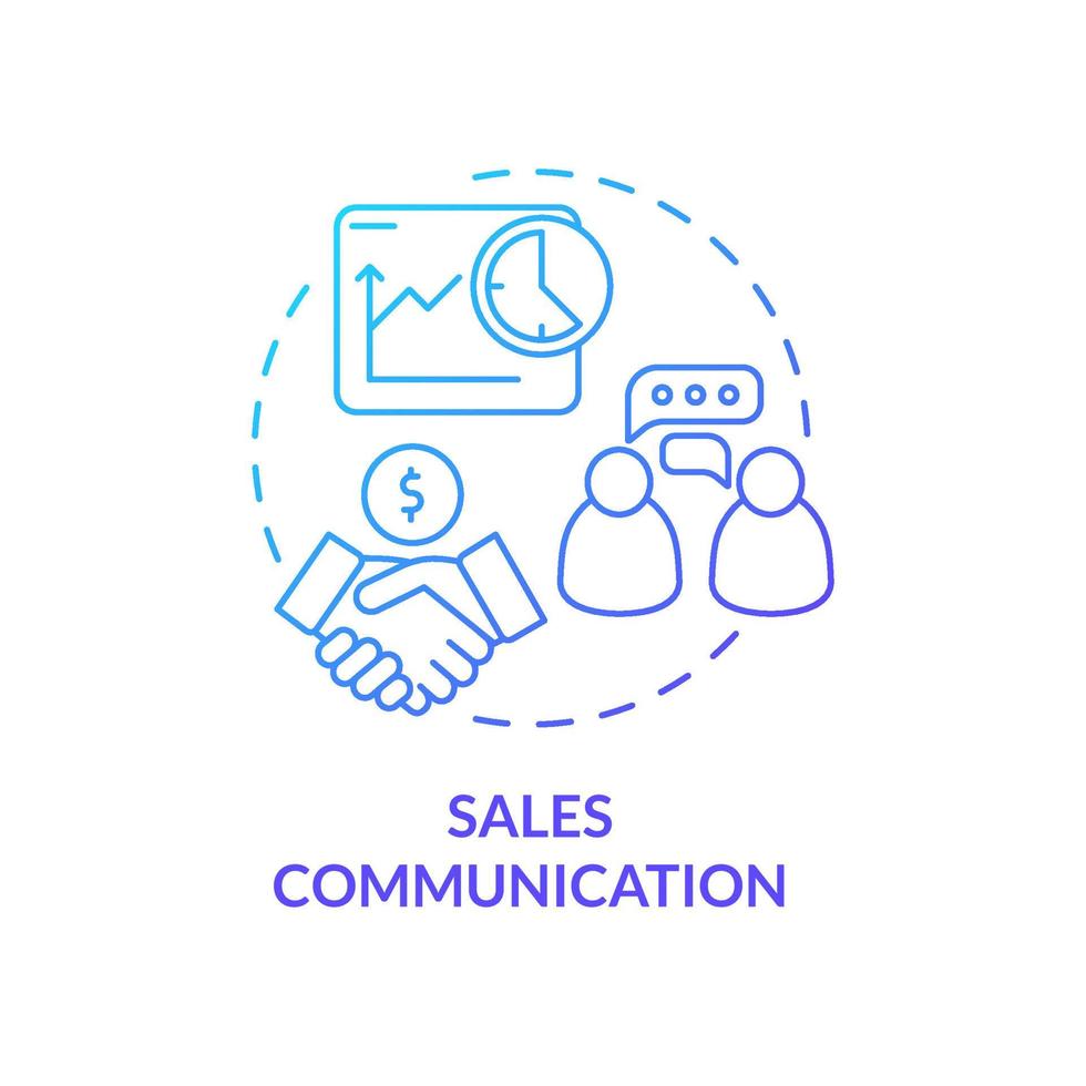 icono de concepto de gradiente azul de comunicación de ventas. tipo de conversación profesional idea abstracta ilustración de línea delgada. relaciones con los proveedores. dibujo de contorno aislado vector