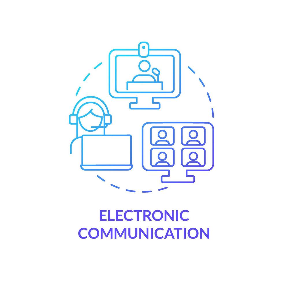 Electronic communication blue gradient concept icon. Transmitting information digitally abstract idea thin line illustration. Business conversation. Isolated outline drawing vector