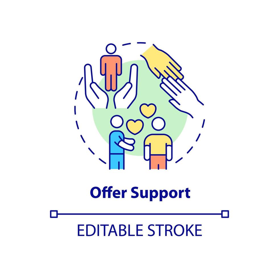 Offer support concept icon. Therapeutic activity abstract idea thin line illustration. Being emotional supportive. Isolated outline drawing. Editable stroke vector