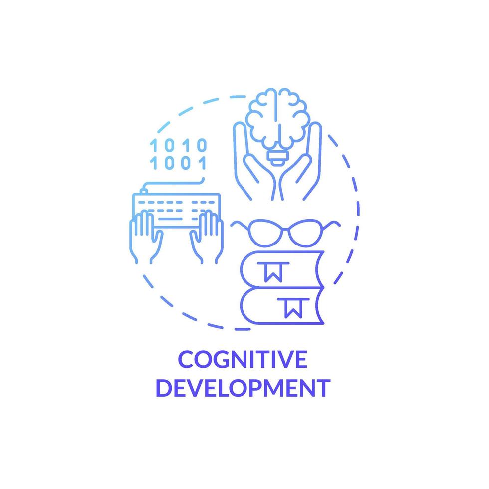 Cognitive development blue gradient concept icon. Knowledge and skills. Programming abstract idea thin line illustration. Isolated outline drawing vector