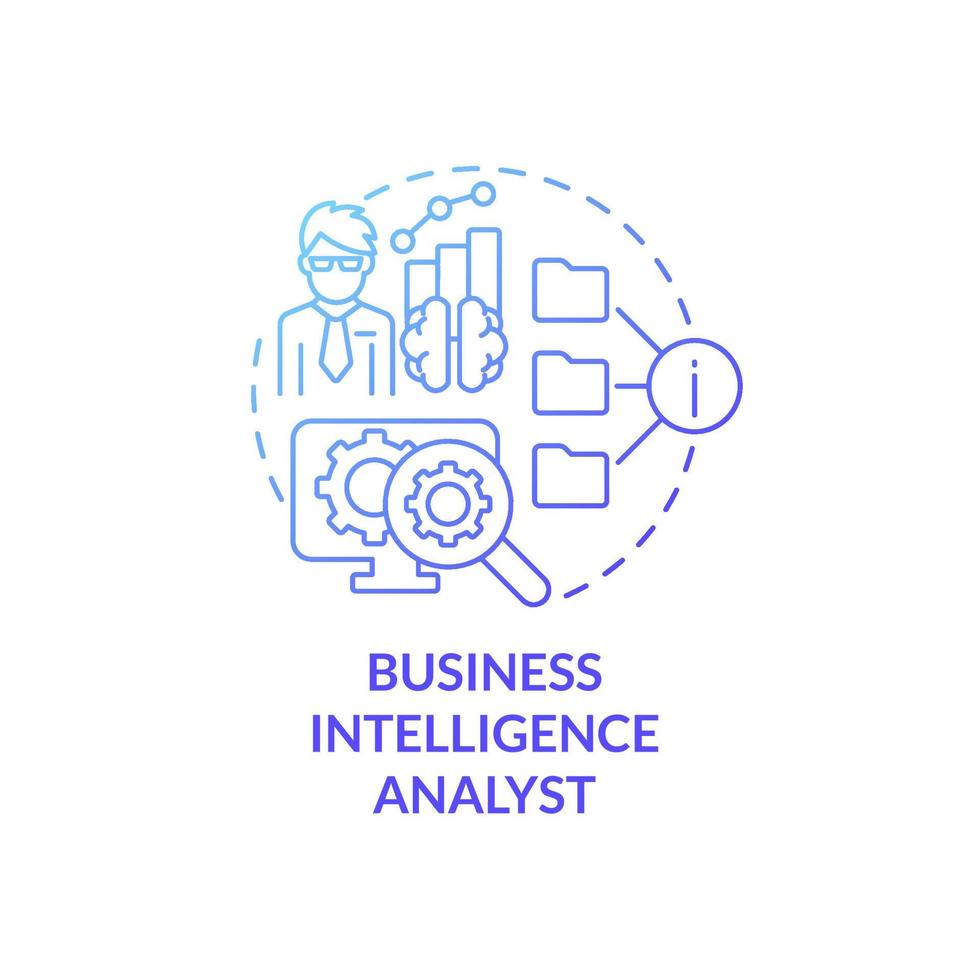 Business intelligence analyst blue gradient concept icon. System engineer. Coding abstract idea thin line illustration. Isolated outline drawing vector