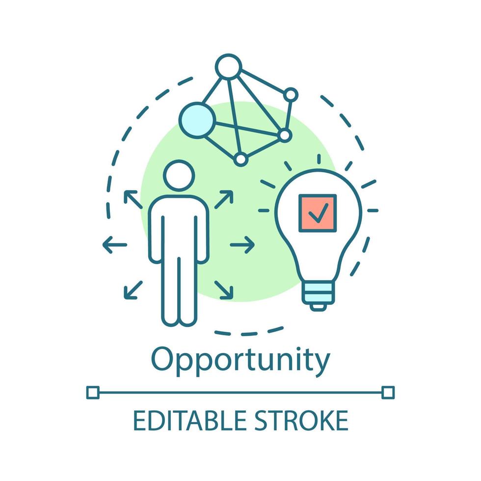 Opportunity concept icon. Career growth, business success idea thin line illustration. Development, achievement, motivation, challenge vector isolated outline drawing. Editable stroke