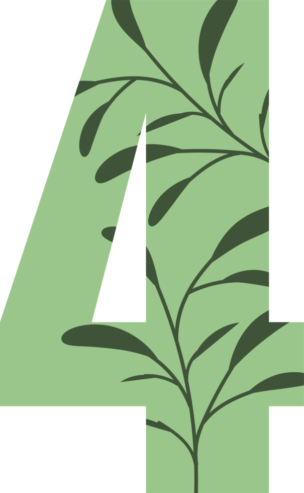 numero di foglie verdi, disegno numerico con foglie floreali png