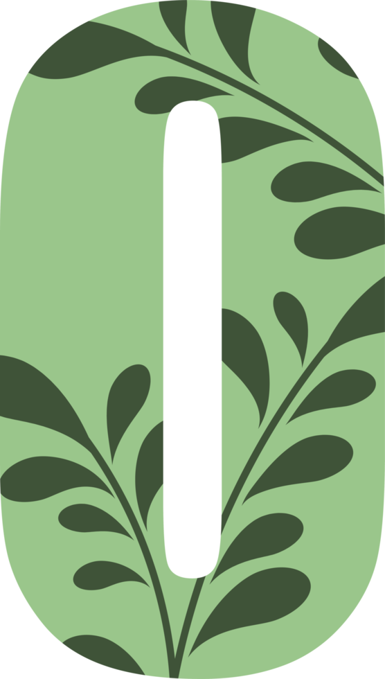 nombre de feuilles vertes, conception de nombre avec des feuilles florales png