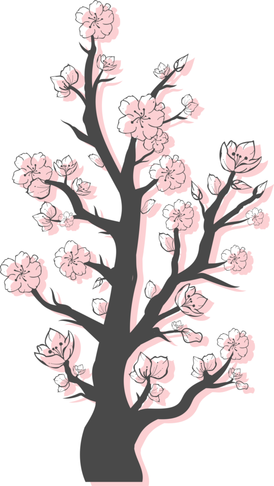 blommig blomma och blad handritad, abstrakt botanisk illustration png