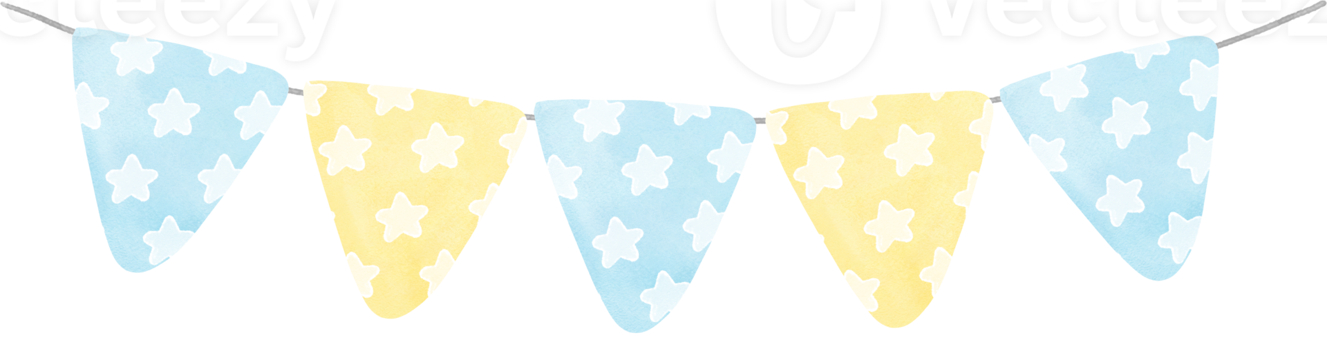 cute pastel flag watercolor party garland star banner png