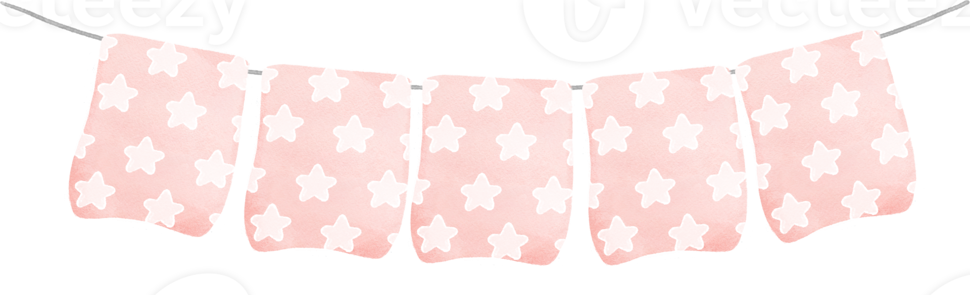 cute pastel flag watercolor party garland star banner png