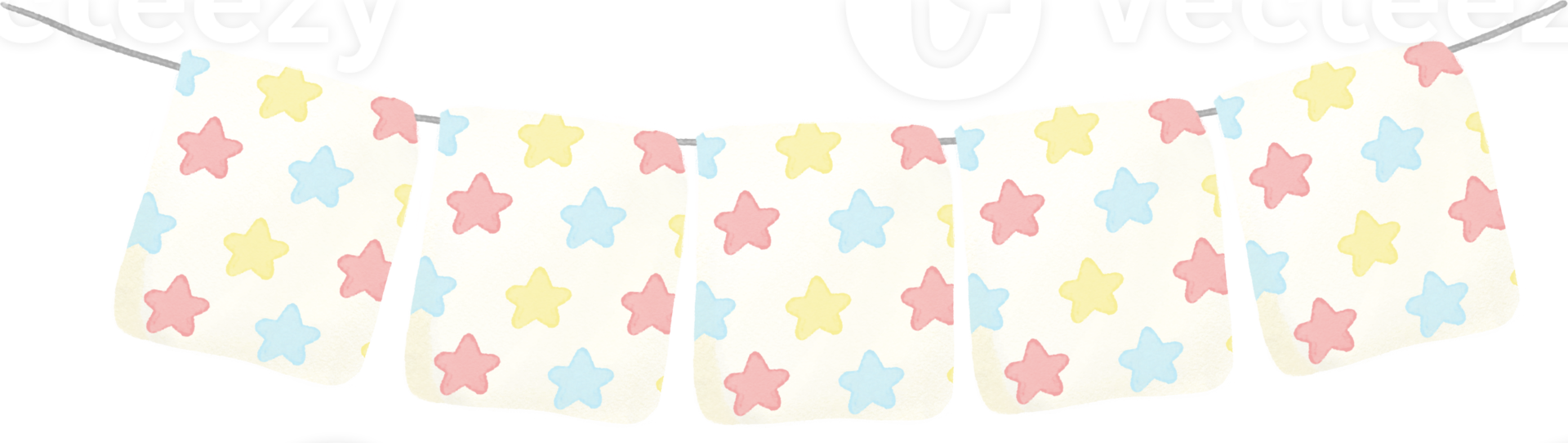 cute pastel flag watercolor party garland star banner png