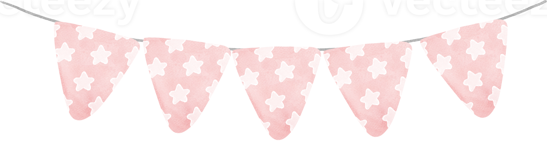 cute pastel flag watercolor party garland star banner png