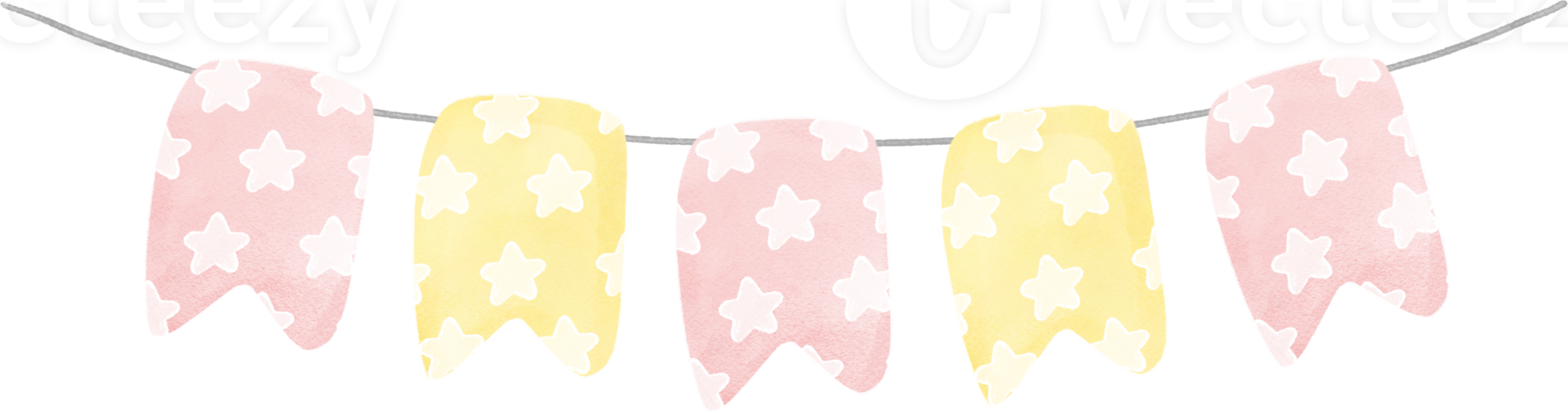 cute pastel flag watercolor party garland star banner png