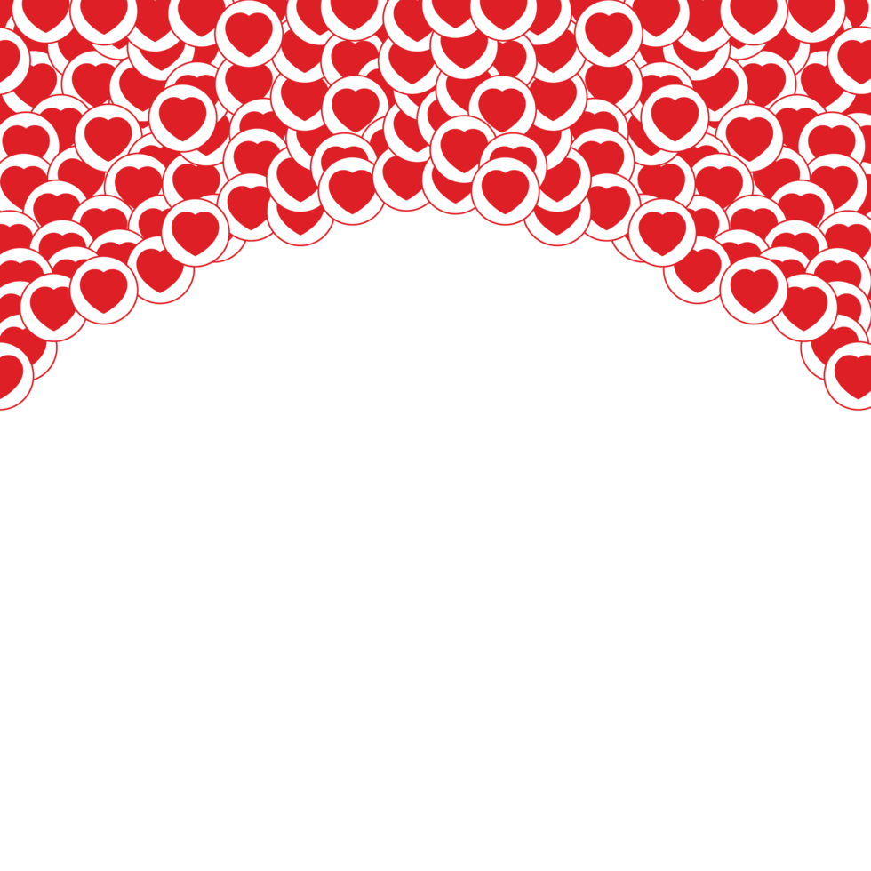 Social media beautiful frame design with red love shape. Social media frame element. Frame design with cute love shapes for social media posts. png