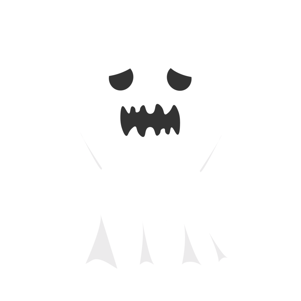 Halloween spaventoso piccolo disegno fantasma bianco su sfondo nero. fantasma con disegno di forma astratta. illustrazione di vettore dell'elemento del partito fantasma bianco di halloween. vettore fantasma con una faccia spaventosa. png