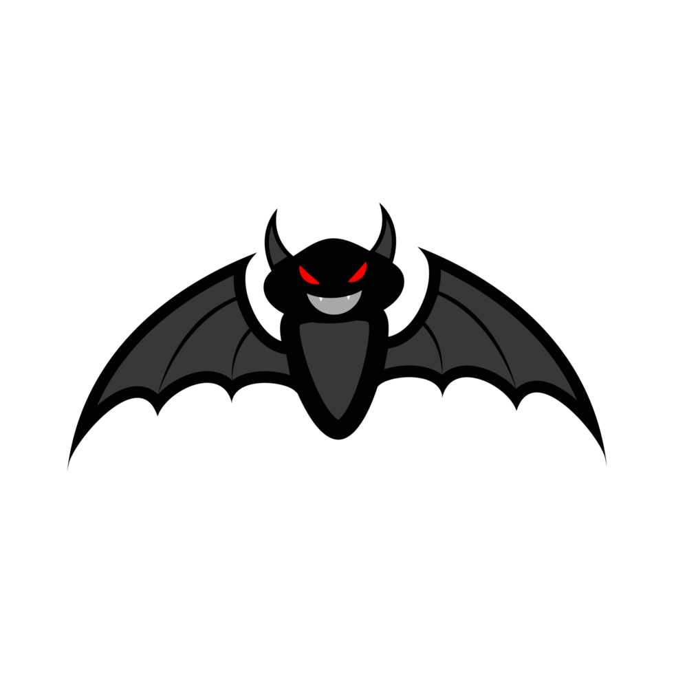 Halloween black evil bat design vector illustration. Bat design with yellow and wood color shade. Halloween party elements design with a black scary bat. png