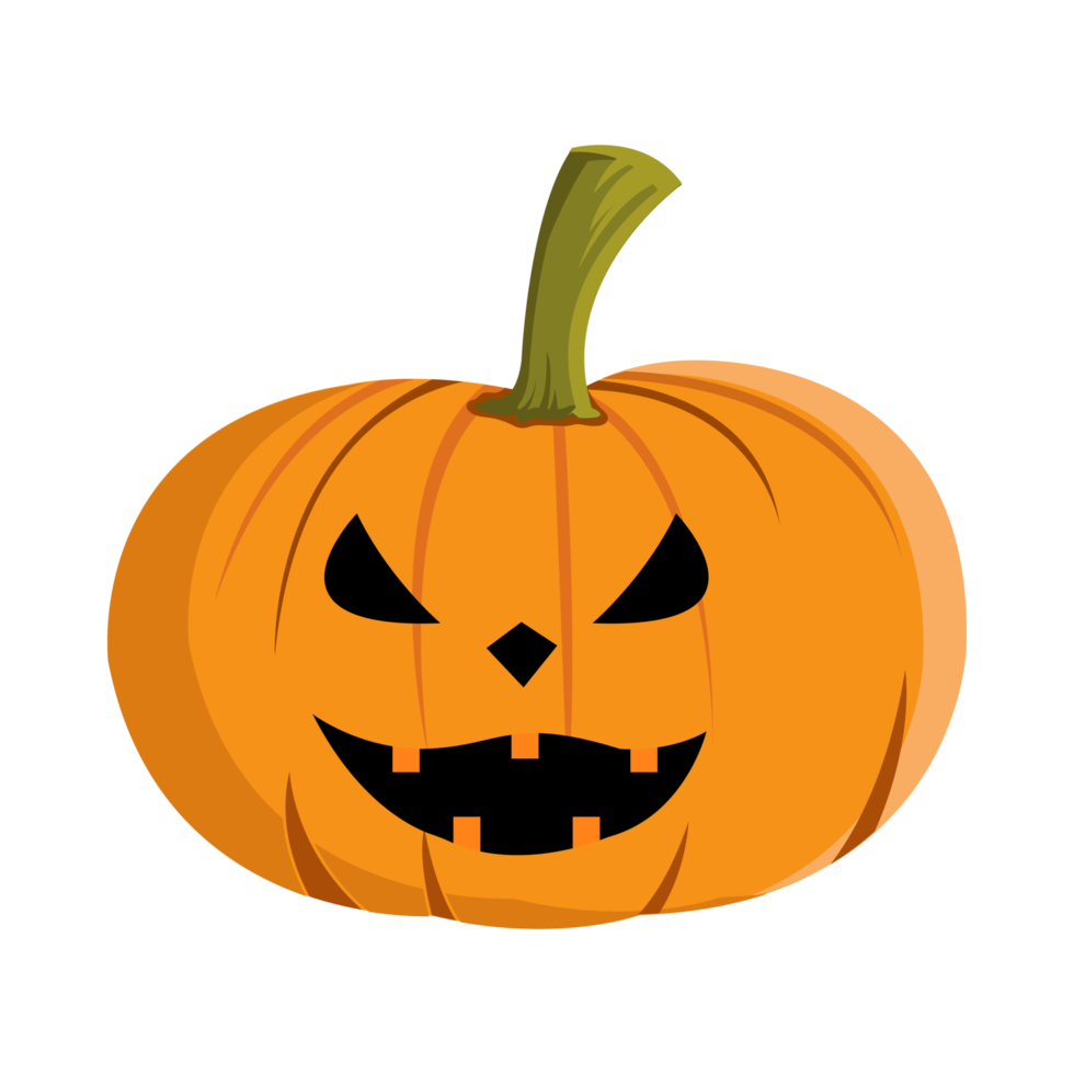 Halloween pumpkin lantern design with orange and green color. Pumpkin lantern design with a spooky face on a white background for Halloween. Costume element design with pumpkin. png