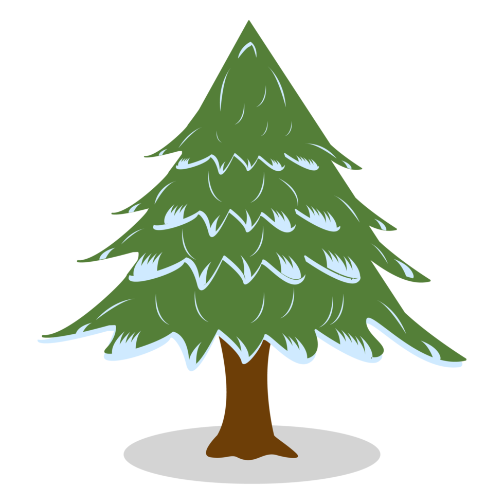 árbol de navidad decorado con nieve. árbol de símbolo tradicional de Navidad con nieve. diseño de árbol de navidad simple. feliz navidad y feliz año nuevo diseño de árbol simple con nieve. png