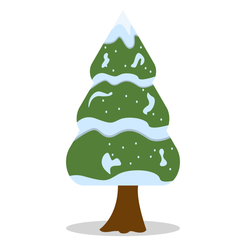 árvore de natal decorada com neve, sombra e neve. árvore de símbolo tradicional de ano novo e natal com neve. feriado de inverno. Feliz Natal e um Feliz Ano Novo. png