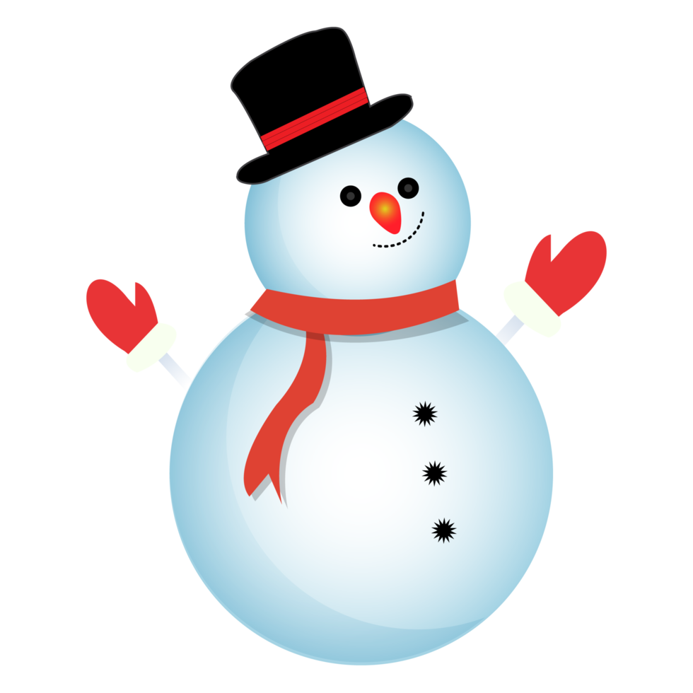 disegno dell'elemento di natale con pupazzi di neve felici. design di pupazzi di neve invernali con viso sorridente, gambe, marmitta per il collo, ramo di un albero, guanti, cappello da neve e bottoni. carino pupazzo di neve disegno vettoriale su sfondo blu. png