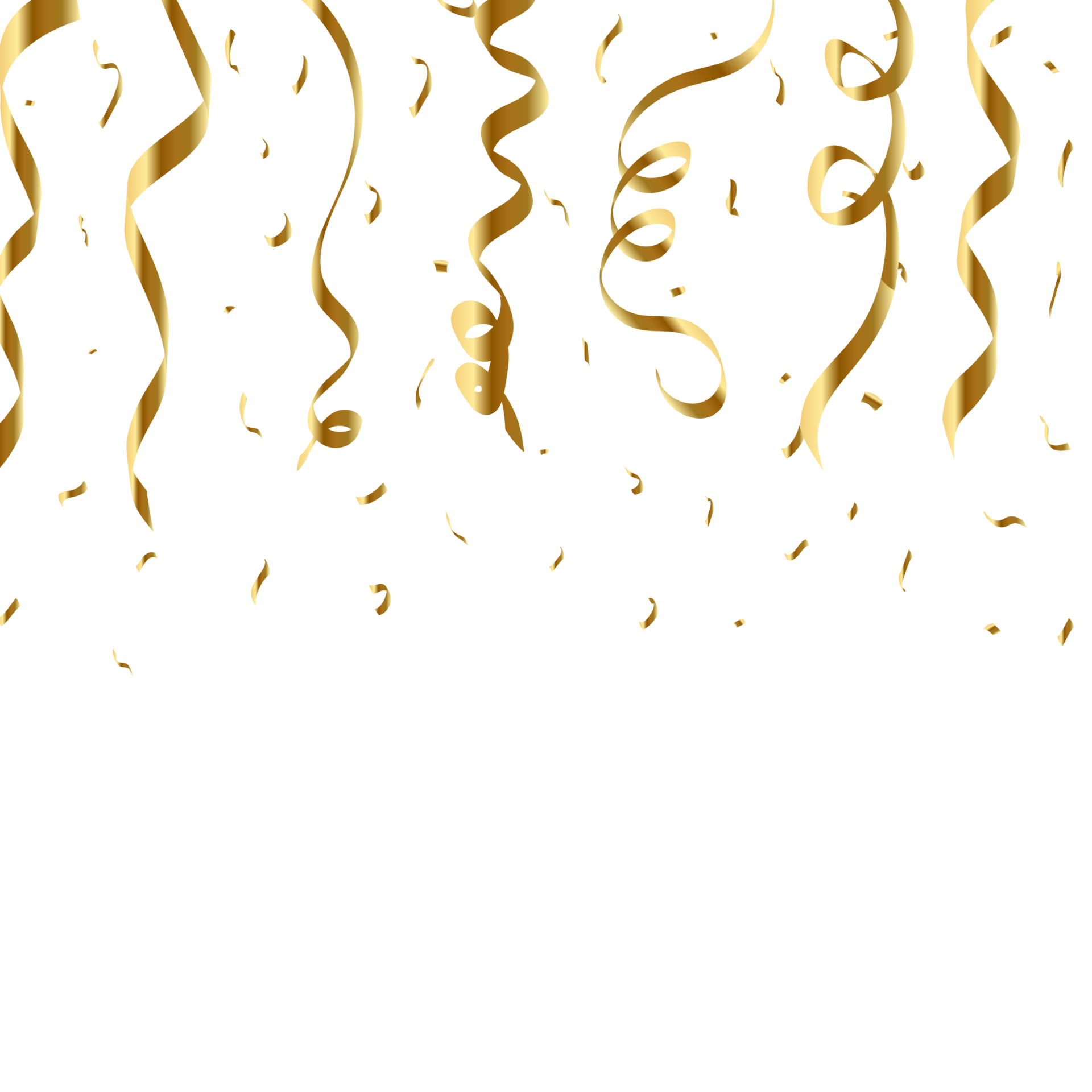 Confetti Falling Background Vector Realistic Golden Ribbon And
