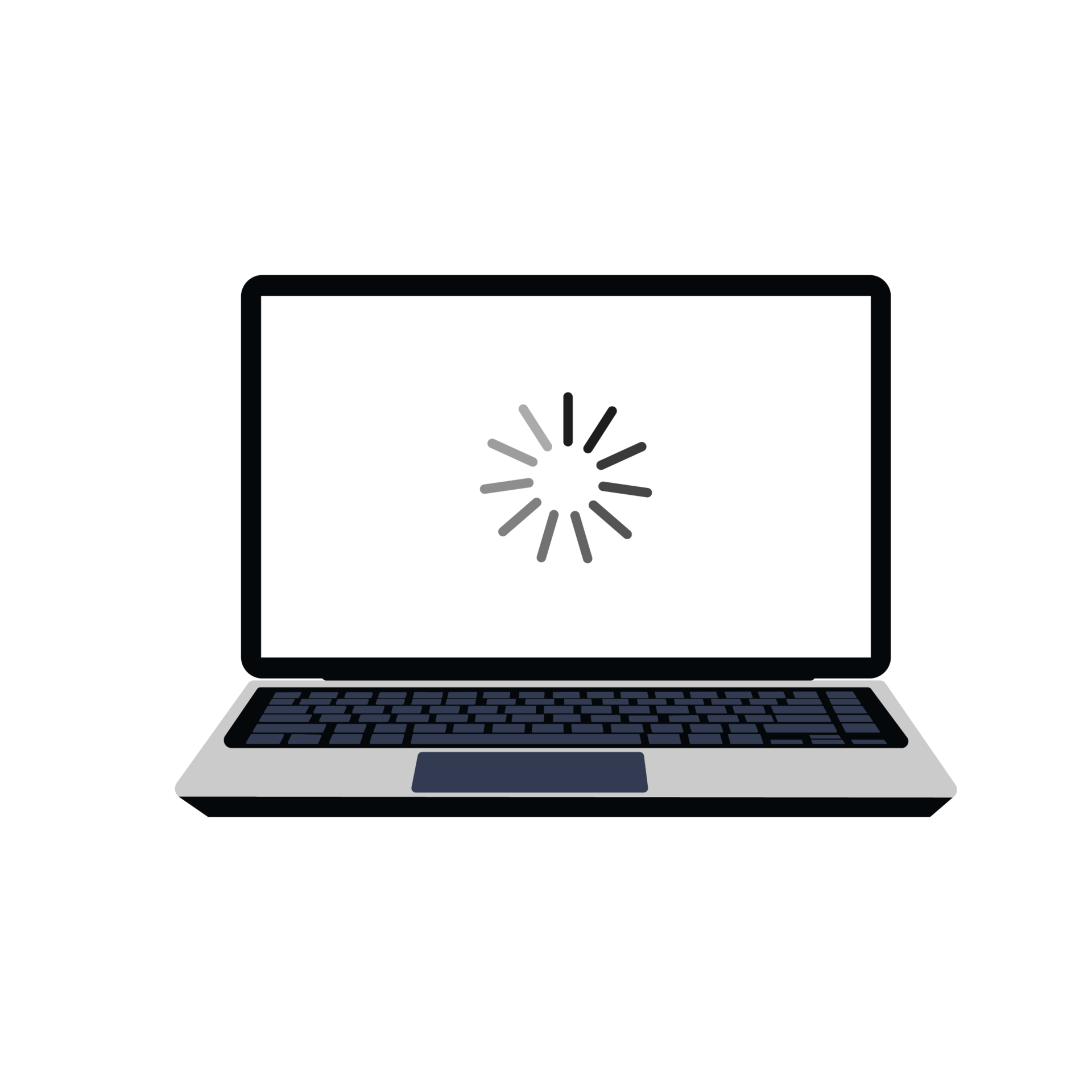 Laptop screen with a loading icon vector. Screen loading for software